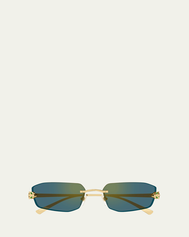 Panther Rimless Metal Rectangle Sunglasses